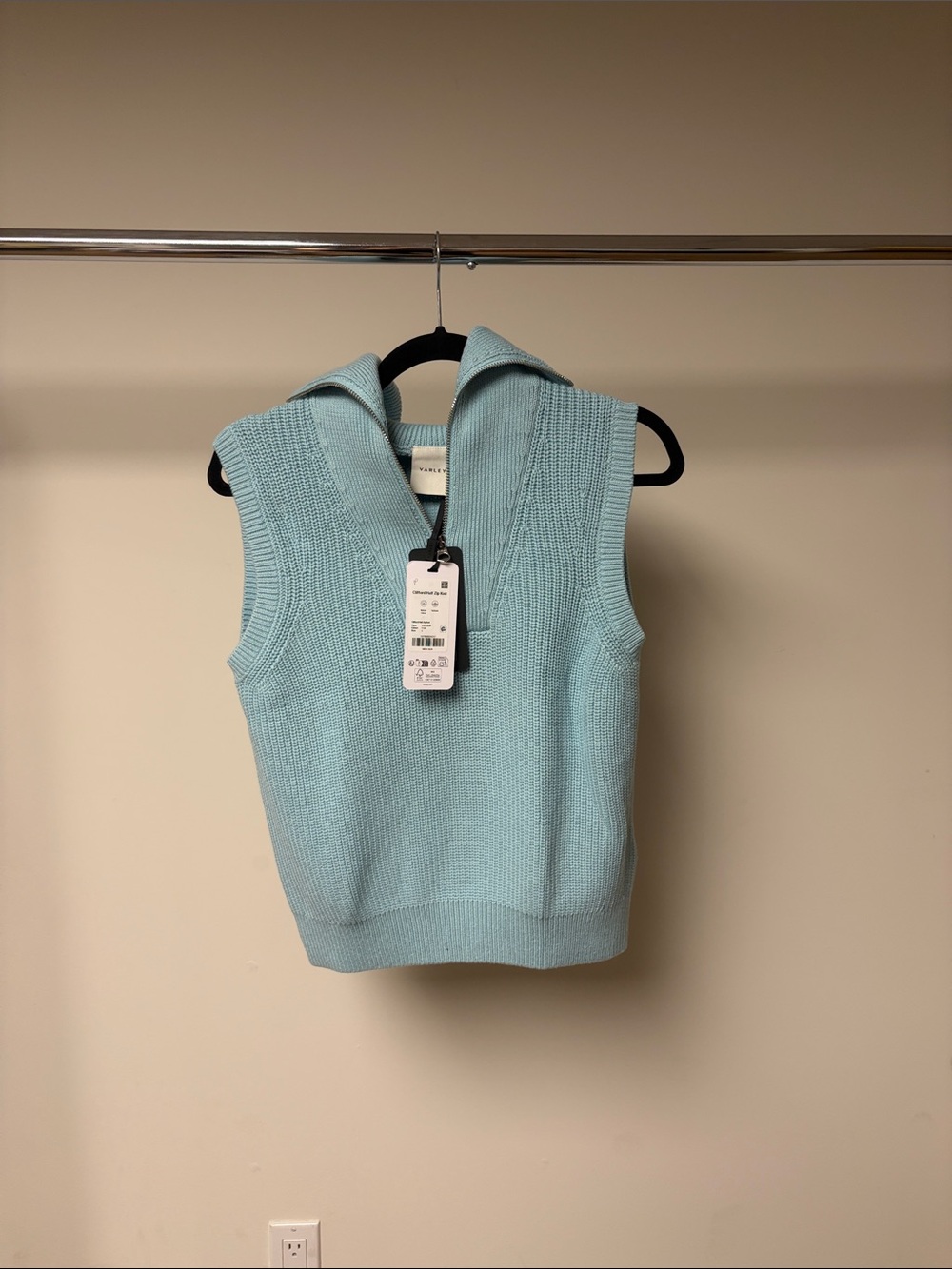 Varley Clifford half zip knit porcelain blue